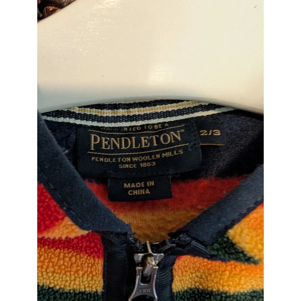 Pendleton Fleece Hooded Zip Up Coat Boys 2 /3 Blue Unisex Jacket National Parks
